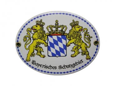 Bayerisches Schutzgebiet Emailschild 11,5 x 15 cm oval Emaille Schild