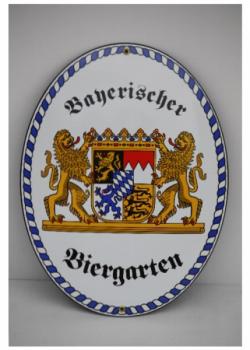 Bayerischer Biergarten Emaille Schild Groß