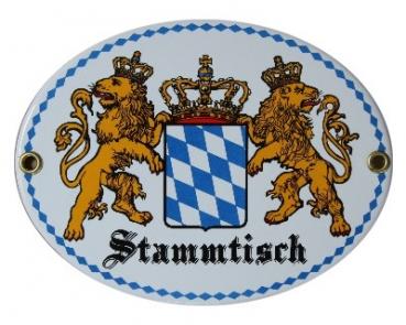 Bayerischer Stammtisch Emaille Schild Oval