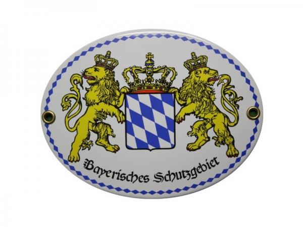 Bayerisches Schutzgebiet Emailschild 11,5 x 15 cm oval Emaille Schild